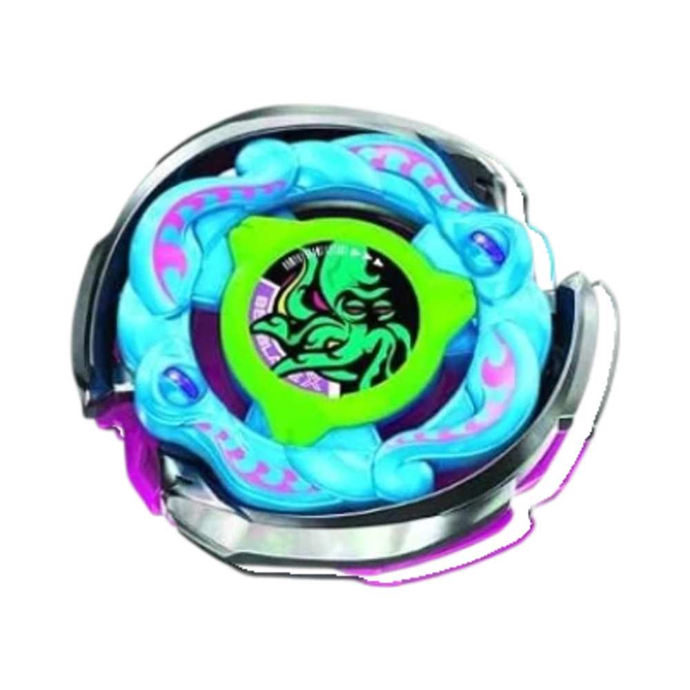 My Store Wriggle Kraken Beyblade X main blade, lock chip, and S assist blade in metallic silver and orange