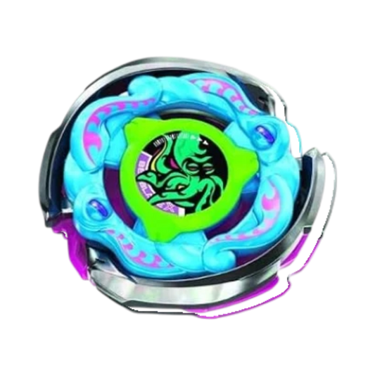 My Store Wriggle Kraken Beyblade X main blade, lock chip, and S assist blade in metallic silver and orange