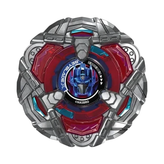 My Store Beyblade X Optimus Prime Helm Knight blade featuring red and silver metallic design with Transformers logo