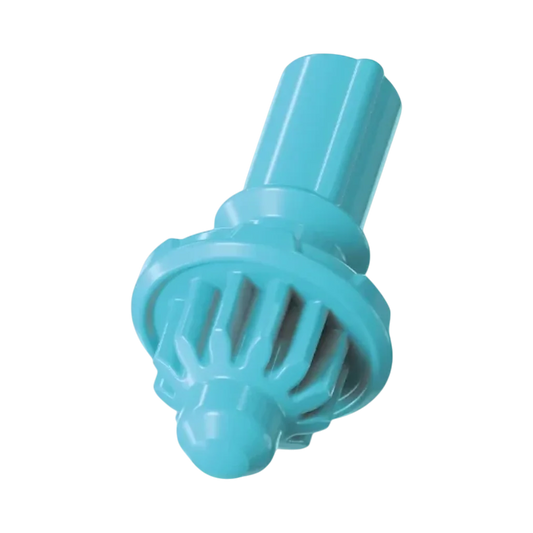 My Store authentic Hasbro Beyblade X Free Ball bit in light blue plastic, isolated on a light grey background.