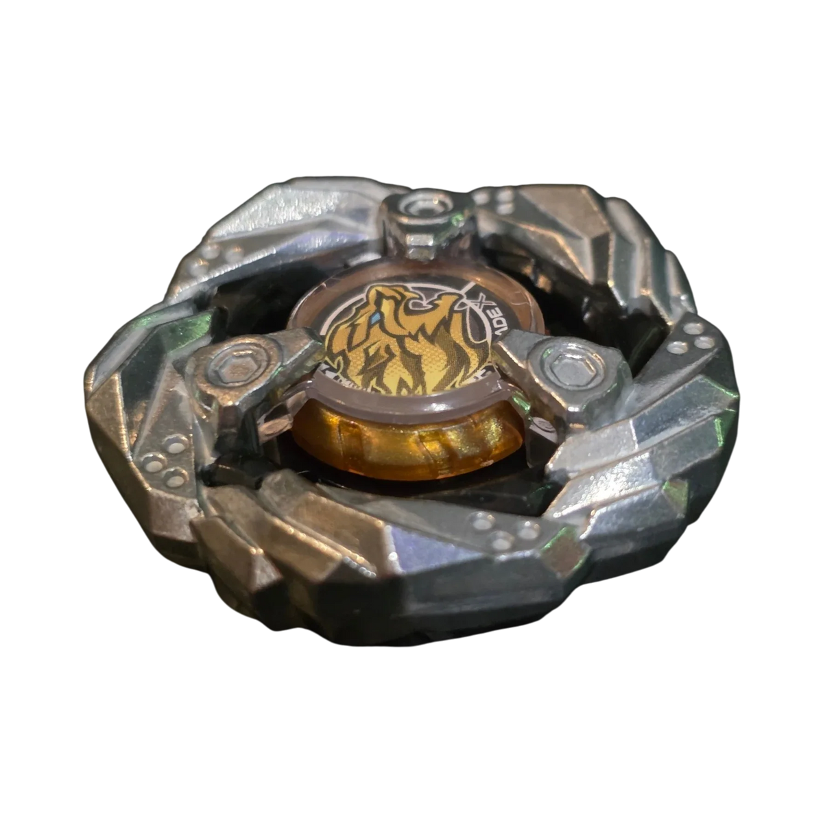 My Store Hasbro Beyblade X Claw Leon blade part with metallic silver finish and gold lion emblem